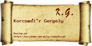 Korcsmár Gergely névjegykártya